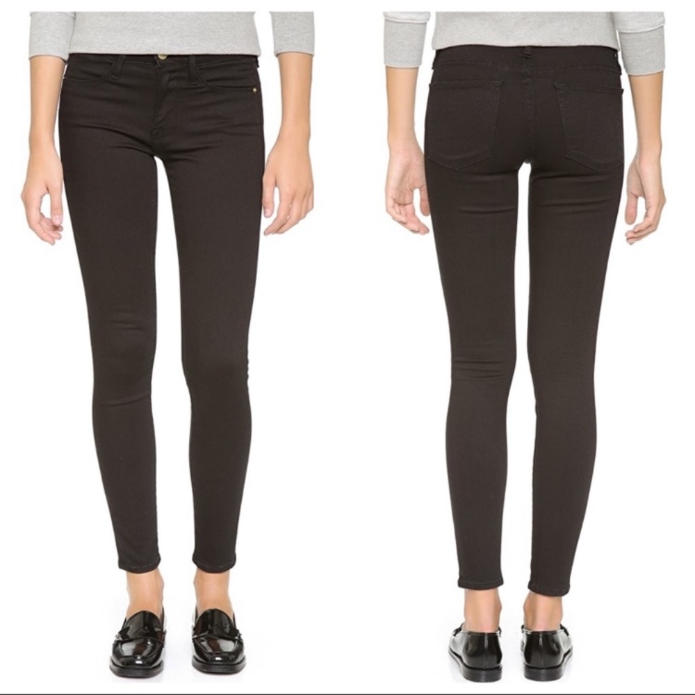 Frame Le High Skinny Jeans Mid Rise Faded Black Ankle Jeans Sz 24